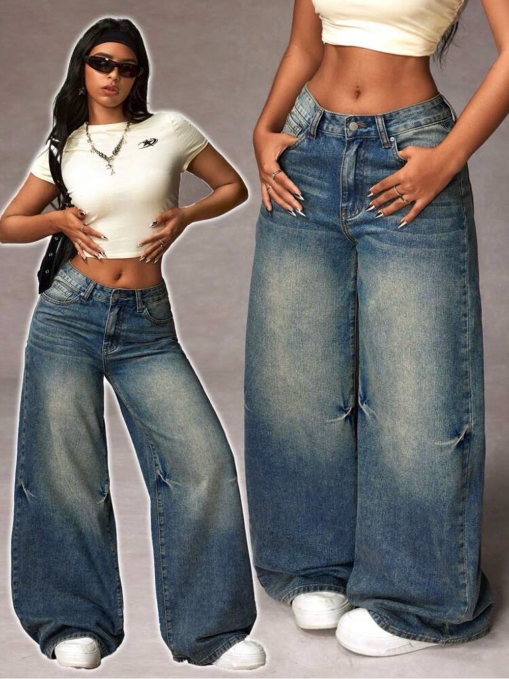 Wide Leg High-Rise Women's Jeans in Blue sz 4/27 NWOT